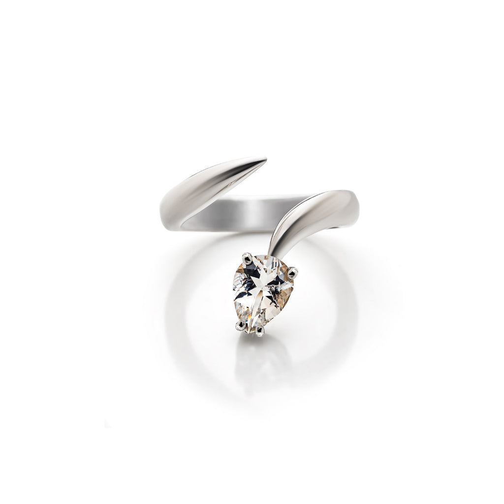 CLAW WHITE TOPAZ RING